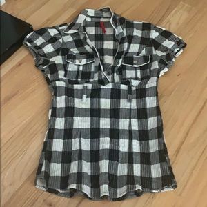 Gingham Juniors Top Sz L